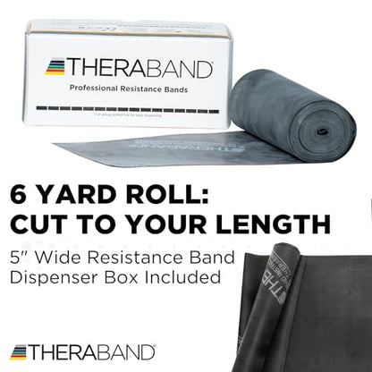 THERABAND Resistance Bands 6 Yard Roll, Black, Special Heavy Latex Band for Strength Training, Upper & Lower Body Exercise, Physical Therapy, Core Workouts, Rehab & Home Fitness
