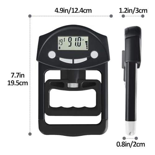 Hand Grip Strength Tester - 220lbs/100kg Digital Hand Dynamometer with High-Precision Strain Gauge, Electronic Handgrip Strength Testing Tool for Athletes, Seniors & Fitness Tracking - color: Black