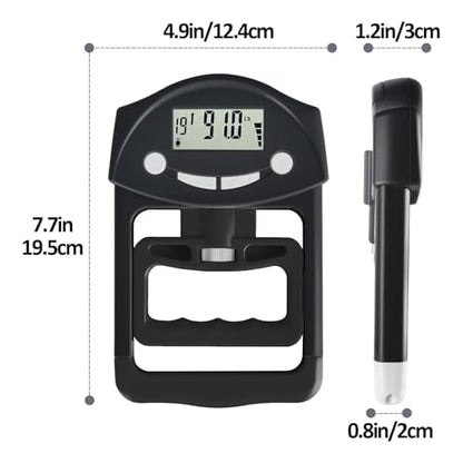 Hand Grip Strength Tester - 220lbs/100kg Digital Hand Dynamometer with High-Precision Strain Gauge, Electronic Handgrip Strength Testing Tool for Athletes, Seniors & Fitness Tracking - color: Black
