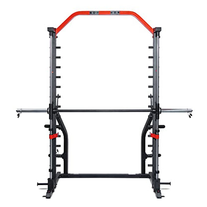 Sunny Health & Fitness Premium Smith Machine & Squat Cage Rack, Pull-Up Bar, Spotter Blocks for Weightlifting & Bench Press for Home Gym Strength Training - style: Premium