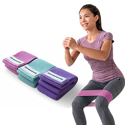 Resistance Non Slip Fabric Booty Bands Set of 3 for Legs and Butt Workouts. - Durable Booty Bands for Women - Resistance Loops for Men - Multi-Purpose Fitness Bands for Glute, Thigh and Legs