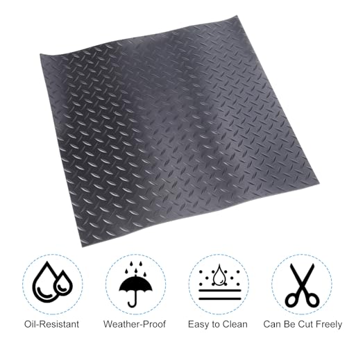 PATIKIL Shock Absorbing Mat, Rubber Anti Vibration Pads 20" x 20" x 0.12" Diamond Garage Mats for HAVC Washing Dryer Air Conditioner Garage Floors Car, Black