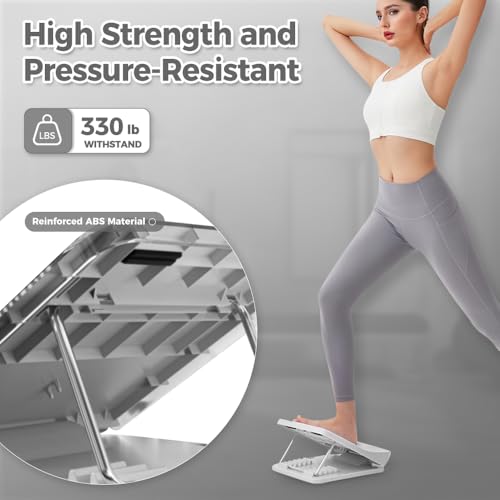 Keep Compact Slant Board for Calf Stretching, 5-Level Adjustable ABS Incline Board, Portable Foot Stretcher for Ankle Mobility, Yoga & Home Fitness, Women Teens Beginners - color: Grey