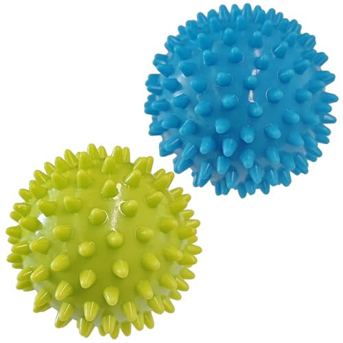 Spiky Massage Balls, 2PCS (Firm and Soft) - color: Softgreen+hardblue