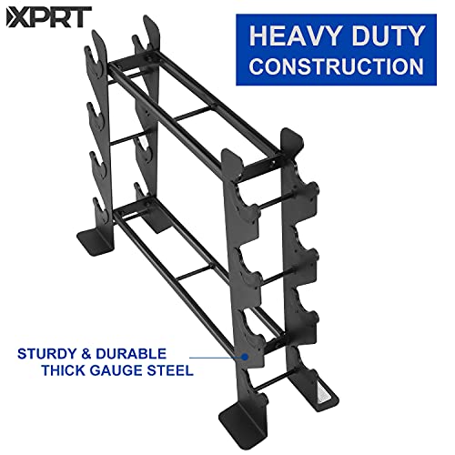 XPRT Fitness Compact Heavy Duty Dumbbell Rack | 400 lbs Capacity 2-Tier Steel Frame | Fits 5–30 lb Dumbbells | Space-Saving A-Frame Design for Home Gym