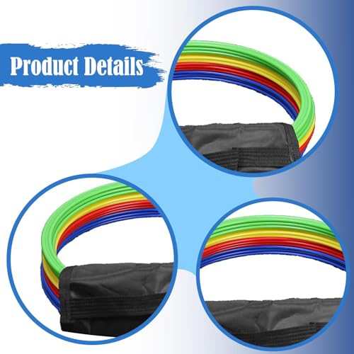 Set of 12 Agility Rings, Multifunctional Jumping Hoops, Circles for Games, Football, Gymnastics - size: 30cm