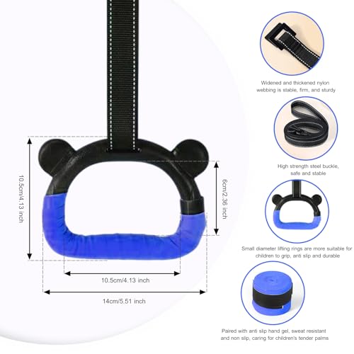 Kids Gymnastics Rings, Children's Home Gym Equipment, Children's Adjustable Strap Strength Training Rings, Pulling Rings for Physical Training - color: Blue