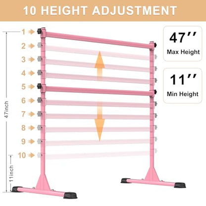 Freestanding Height Adjustable Ballet Barre - color: 4ft (Steel Crossbar, Pink)