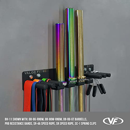 Valor Fitness Wall Mount Gym Storage Rack Organizer 6 Pegs - Sports Equipment Organizer for Jump Ropes Chains Weight Belt Hanger Home Gym - Max Weight 330 lbs.