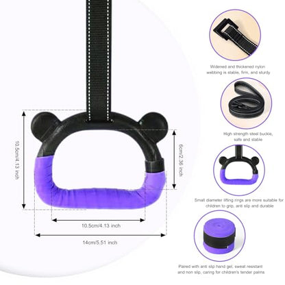 Kids Gymnastics Rings, Children's Home Gym Equipment, Children's Adjustable Strap Strength Training Rings, Pulling Rings for Physical Training - color: Purple