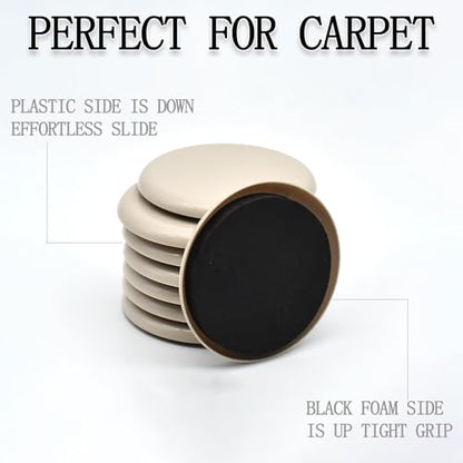 Furniture Sliders 12 Pcs3 1/2'' Furniture Sliders Pads for Hardwood Floors - size: 3 1/2" Round-12 Pack Beige