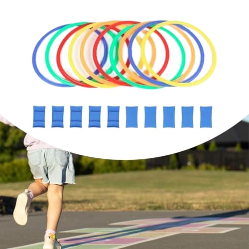 10 Pieces Speed Agility Rings Set Exercise Circle Jumping Hoops with Buckles Construction Suitable for Soccer Practice Kids