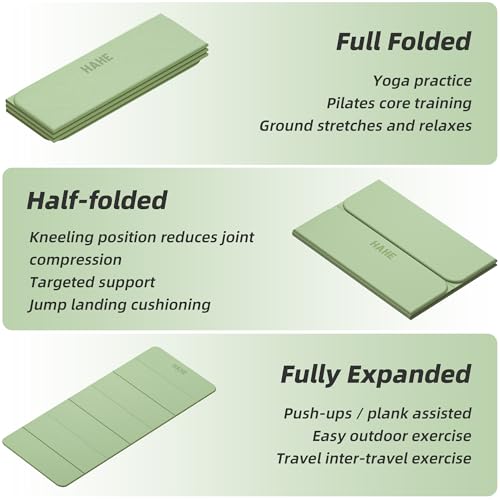 Foldable Yoga Mat,74"Lx32"Wx1/3"Thick,Folding Exercise Mat,Non-slip Wide Pilates Mats for Home Workout/Travel, Portable Yoga Mat Thick for Yoga/Pilates/Camping/Floor Exercises