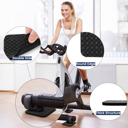12 Pieces Treadmill Mat Pads, 4'' x 4'' x 0.2'' Non Slip Exercise Equipment Mats with Double-sided Silicone Coating, Anti-vibration Bike Mat for Hard Wood Carpet Floors, Walking Pad