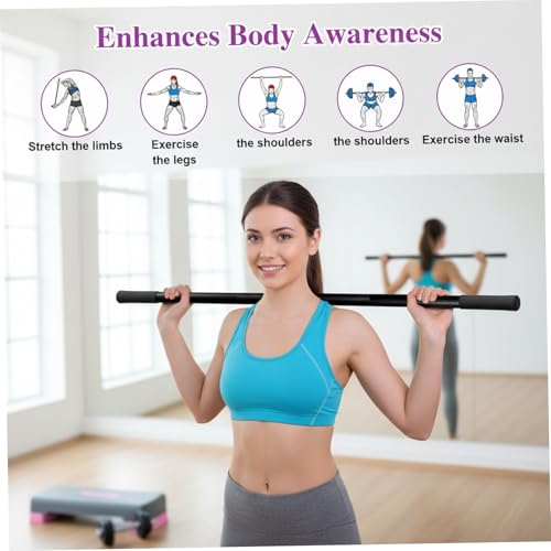 Yoga Stick Sturdy Steel Stretching Stick with Non-Slip Ends & Foam Handles for Mobility Flexibility & Balance | Exercise Pole for Fitness Posture Correction Yoga, Exercise, Stretching