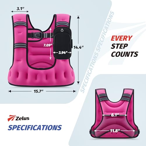 ZELUS Weighted Vest for Women & Men, U-Shaped Running Vest with Arm Pocket - color: Pink, size: 8LB