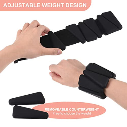 PATIKIL Ankle Weights for Women, 2Lbs Total (1Lb Each) Adjustable Wrist Weights with Removable Weights Arm Weights for Women & Men Yoga Training Walking Jogging Aerobics - color: Black