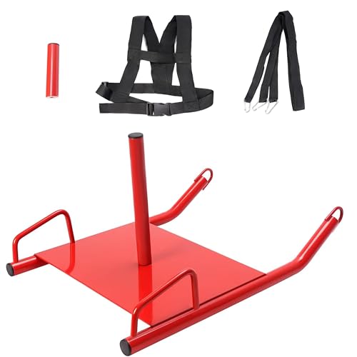 ECOTRIC Fitness Sled with Padded Harness for Athletic Exercise and Speed Improvement - Fits 1-2" Plates