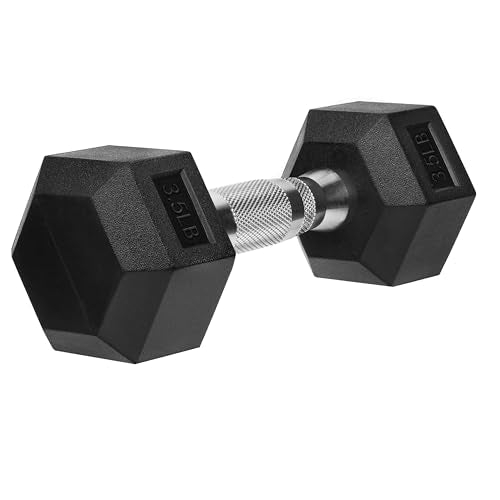 Hex Dumbbells Rubber Coated Cast Iron Hex Black Dumbbell Free Weights for Exercises - style: 3.5 Pounds / Pair