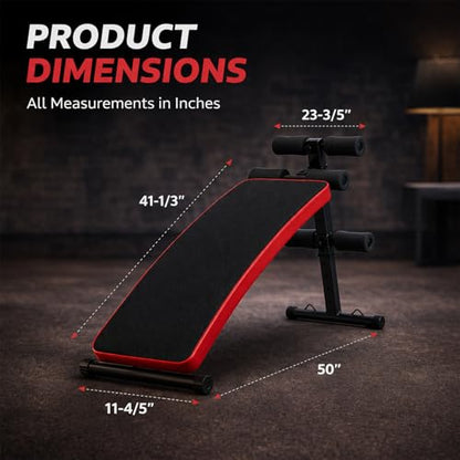 Decline Sit Up Bench Adjustable Ab Bench Foldable Core Trainer for Home Gym Crunches Leg Raises Strength Training 440 lb Weight Capacity