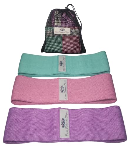 Fabric Resistance Band Set | 3 Tension Bands with Carrying Bag | Fabric Resistance Bands for Hips & Glutes Workouts