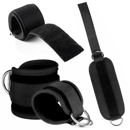 2 PCS Weightlifting Straps with D Ring,Adjustable Wrist Cuffs Gym,Padded Wrist Cuffs,for Cable Machines Strength Training Equipment,Black
