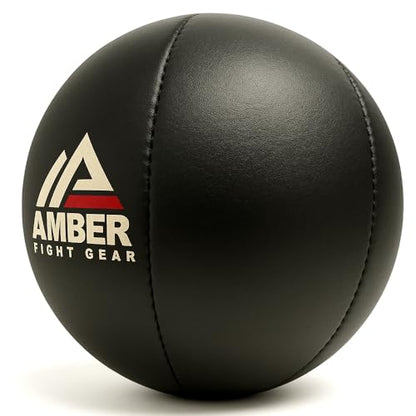 Amber Fight Gear Leather Medicine Ball for Strength & Conditioning, Plyometric & Core Training, Cardio Workouts for Muscle Building, Squats, Lunges, Partner Training, 25lb