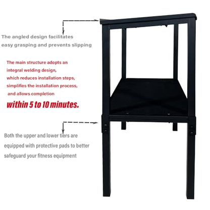 Commercial Heavy Duty Adjustable Dumbbell Stand & Kettlebell Stand, Adjustable Dumbbell Weight Rack, Kettlebell Storage Rack, Weight Rack for Garage/Home Gym/Commercial with Non-Slip Base, Anti-Tip Safety & Space-Saving Design, Weight Capacity 500/600/800