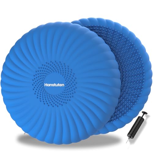 Wobble Cushion Core Balance Disc, Wiggle Seat for Sensory Kids to Stay Focused, Non-slip Balance Pads with Inflation Pump for Physical Therapy & Core Strength - color: 1Blue