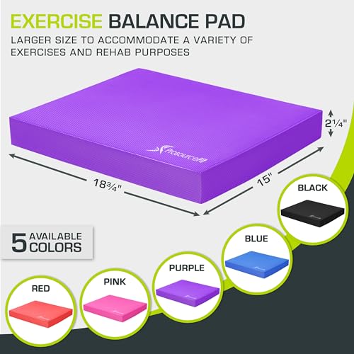 ProsourceFit Exercise Balance Pad, Non-Slip Cushioned Foam Mat & Knee Pad for Fitness and Stability Training, Yoga, Physical Therapy