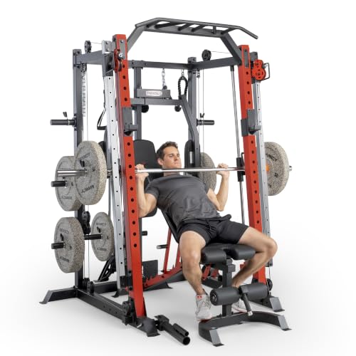 Marcy Smith Machine Cage System Home Gym Multifunction Rack, Customizable Training Station - style: Home Gym Cage + 230lb Weight Set