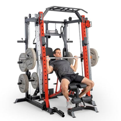 Marcy Smith Machine Cage System Home Gym Multifunction Rack, Customizable Training Station - style: Home Gym Cage + 230lb Weight Set