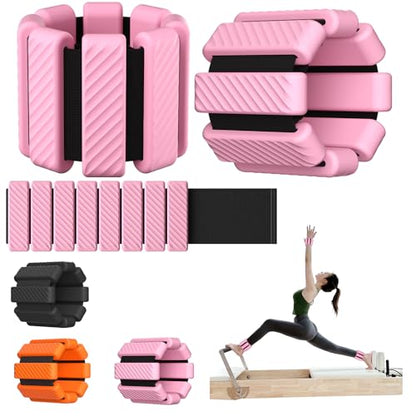 Pilates Wrist and Ankle Weights for Women, Adjustable 2 lbs Weighted Bangles for Men 1LB Each Arm Bands Foot Leg Weights for Walking Yoga Training Exercise Running Set of 2