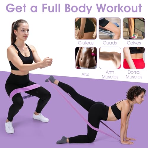 6PCS Fabric Resistance Bands for Legs, 3 Strength Level Elastic Stretching Assist Band with Portable Bag, Non-Slip Workout Bands for Squats Yoga Therapy, Women Cloth Band for Working Out