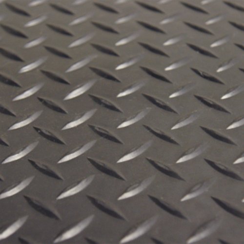 Rubber-Cal Diamond-Plate Rubber Flooring Roll - 3 mm x 4 ft x 2 ft Roll - Black