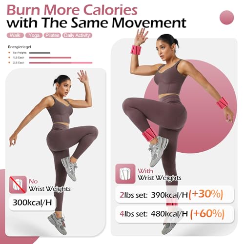 Wrist Ankle Weights for Women & Men, 2lbs/4lbs Adjustable Weighted Bangles to Boost Calorie Burn & Strength, Arm & Leg Weights for Pilates, Yoga, Walking, Barre, Gym & Home Workout