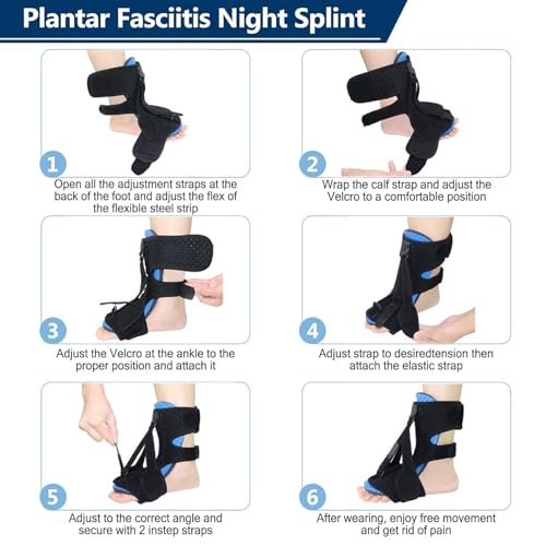 Plantar Fasciitis Night Splint with Massage Ball, Arch Pads & Socks, Adjustable Foot Brace for Achilles Tendonitis, Heel Spur, Foot Drop Relief – Lightweight Night Splint for Men and Women - color: Pink