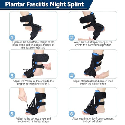 Plantar Fasciitis Night Splint with Massage Ball, Arch Pads & Socks, Adjustable Foot Brace for Achilles Tendonitis, Heel Spur, Foot Drop Relief – Lightweight Night Splint for Men and Women - color: Pink