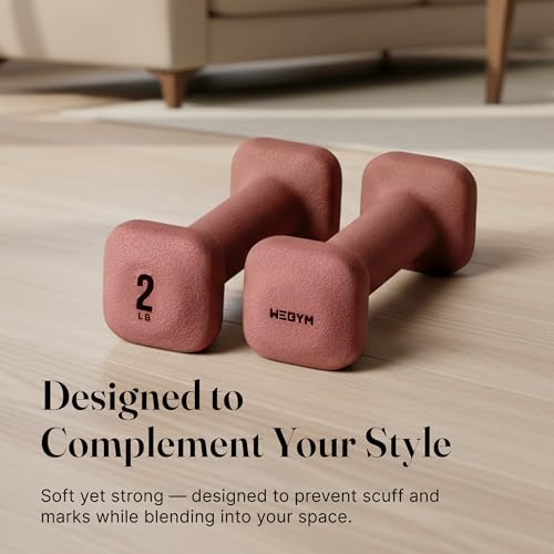 WeGym SafeGrip Square Dumbbells with Anti Slip Handles, Aesthetic Free Weights for Home Workouts, Stable Design Prevents Rolling during Floor Exercises - color: Rose, style: 2LB Pair