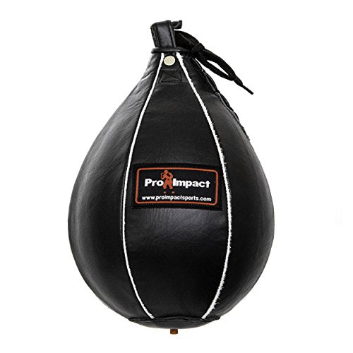 Leather Speed Bag – Rapid Rebound Pear-Shaped Punching Ball with Durable Latex Bladder for Boxing, MMA & Home Gym - color: Black, size: S - 6"x9"