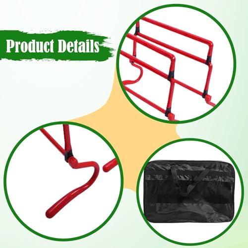 5 Pieces Agility Hurdles Field Training Speed Training Hurdles Fitness Workout Equipment Obstacle Rack Adjustable Height Foldable PVC Suitable for, Red