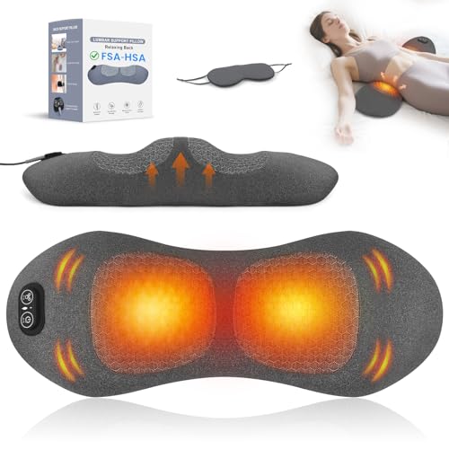3 in 1 Lower Back Massager - Electric Lumbar with Heat, Vibration Massager, Airbag Traction,Lumbar Support Pillow for Lower Back Pain Relief,Deep Tissue Relaxation FSA Eligible/HSA Eligible