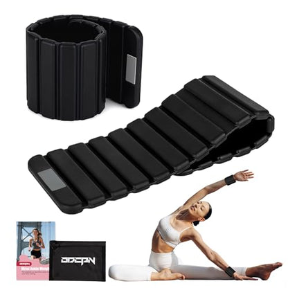 Pilates Wrist Weights for Women, Wearable Strong Magnetic Arm & Leg Weights Set of 2(1 lb Each), Adjustable Wrist Weights for Walking, Yoga, Strength Training, Swimming, Running & Jogging - color: Black