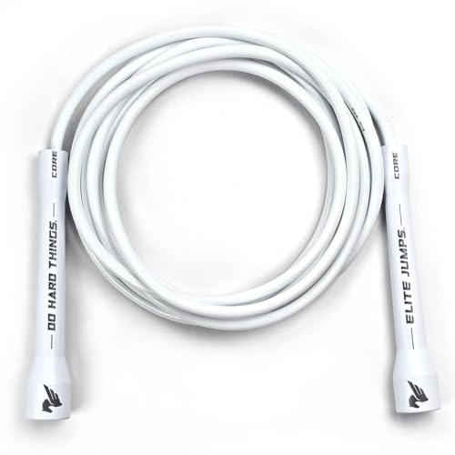 Elite Jumps Adjustable Jump Rope – 6mm PVC Training Rope for Fitness & Cardio | Indoor/Outdoor Skipping Rope with Unbreakable Handles, Non-Kinking Cord & Smooth Rotation for Boxing & Strength