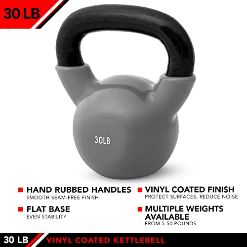 JFIT Kettlebell Weights Vinyl Coated Iron - style: 30lb (Gray)