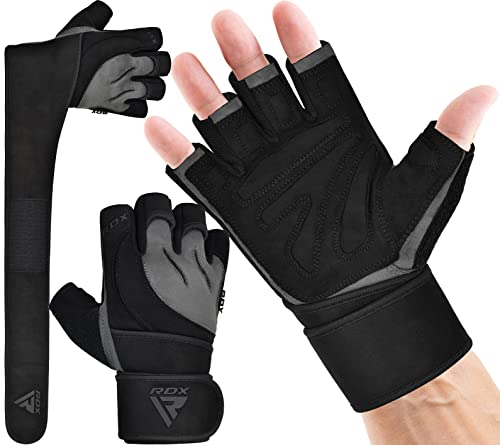 RDX Weight Lifting Workout Gloves with Wrist Support, 50 CM Long Wrist Straps, Anti Slip Padded Palm, Breathable Gym Grip for Fitness Training Powerlifting, Men Women Bodybuilding Exercise