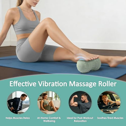 Silicone Vibrating Peanut Massage Ball Roller, Green | Water Resistant , Electric Double Lacrosse Massage Ball, 4 Intensities, For Muscle Tightness Deep Tissue, For Foot Back Hip