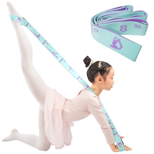 Extended 8 Loops Kids' Elastic Band – Adjustable Dance & Gymnastics Stretch Strap for Children's Training, Yoga, Pilates, and Ballet Resistance Home Workout - color: Blue