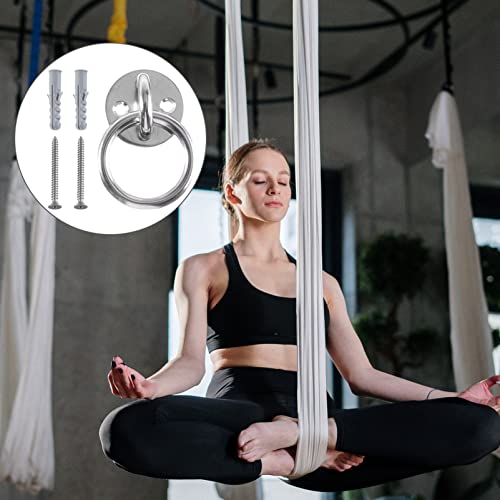 WOONEKY 1Set Suspension Trainer Bracket Heavy Duty Ceiling Anchor for Gymnastic Rings Yoga Swings Resistance Trainers Fixed Disk for Mounting