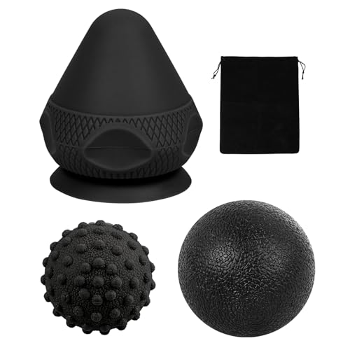 WOVTE Massage Lacrosse Ball for Sore Muscles, Shoulders, Neck, Back, Foot, Body, Deep Tissue, Trigger Point, Muscle Knots, Yoga and Myofascial Release (Blue) (Black（Set）) - color: Black（set）